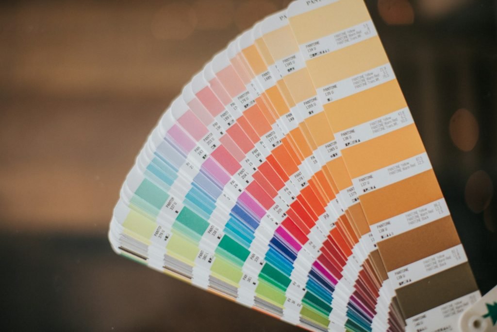 a close up of a pan of paint samples at a marketing agency